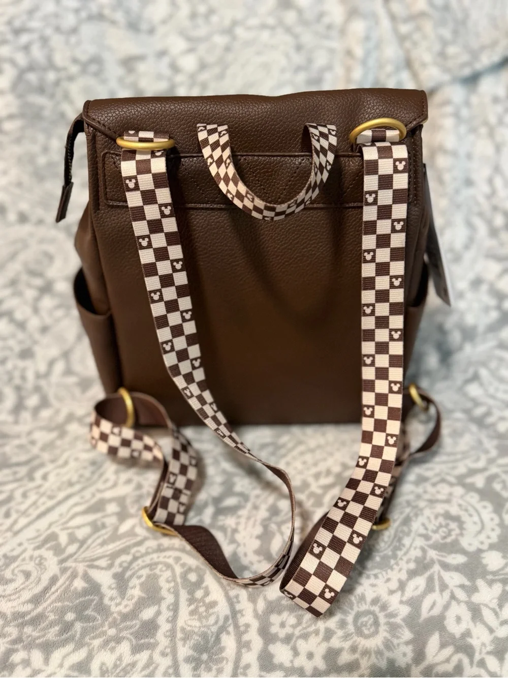 Disney Brown Baby Diaper Backpack with Gold Accents